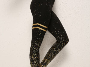 Gold Dot Striped Print Leggings Fitness Butt Lifting Running Sport Gym Yoga Pants For Women High Waist Slimming Legging Tight Trousers