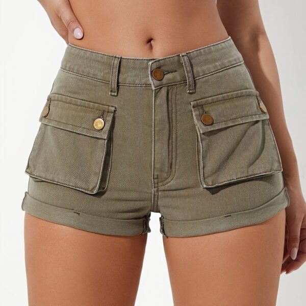 Fashion Solid Color Denim Shorts For Women