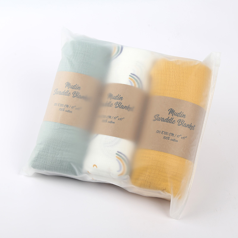 Double-layer Crepe Baby Cover Blanket Swaddling Baby Gauze Towel Newborn Package Combination - Image 6
