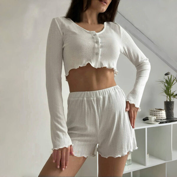 Pajamas Long Sleeve Shorts Suit For Women