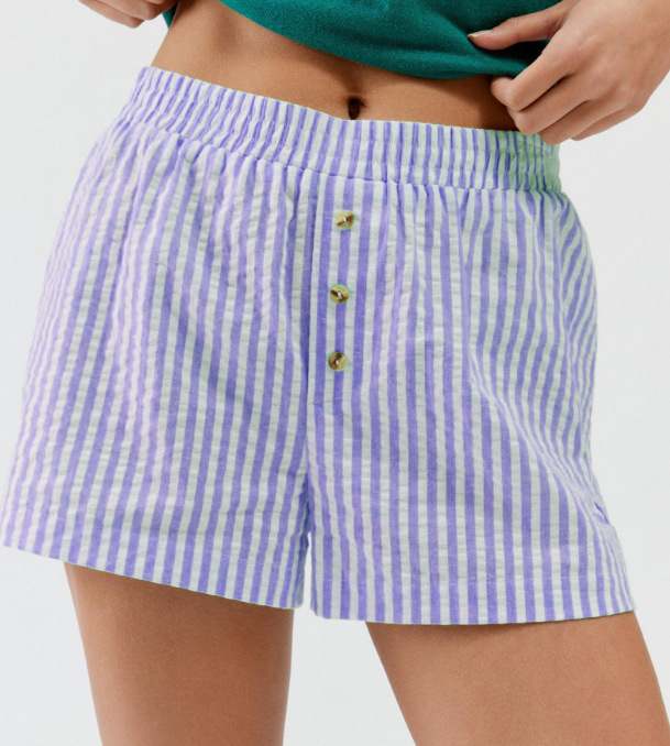 Striped Plaid Leisure Commute Shorts For Women - Image 8