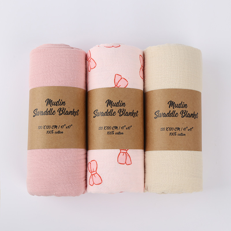 Double-layer Crepe Baby Cover Blanket Swaddling Baby Gauze Towel Newborn Package Combination - Image 8