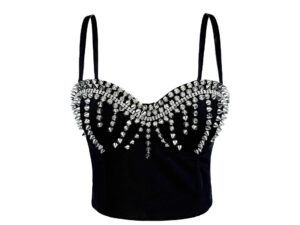 Sleek Edgy Outerwear Top With Exposed Midriff And Decorative Rivets