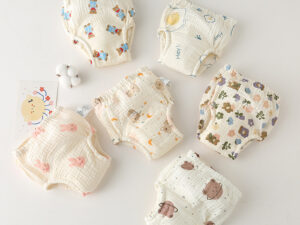 Korean Style Cotton Baby Training Learning Gauze Diaper Pants