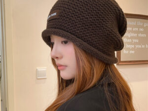 Letter Wool Knitted Sleeve Cap Women