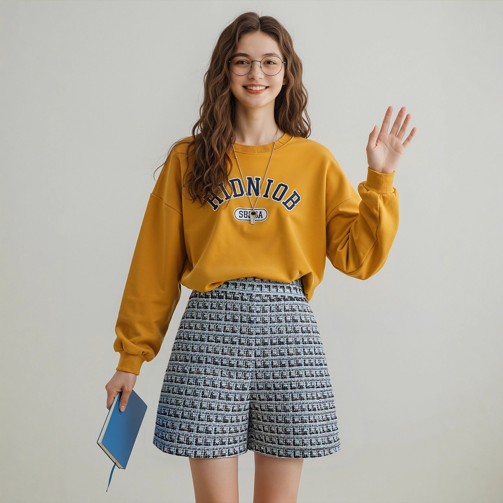 Fashionable Plaid Knitted Shorts For Women