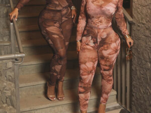 Fashion Sexy Floral Print Leggings Set For Women