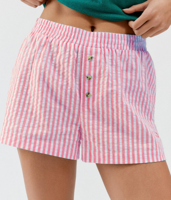 Striped Plaid Leisure Commute Shorts For Women - Image 6