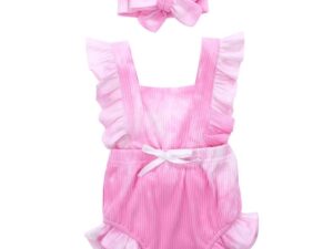 Tie-Dye Rompers Headband Ruffle Jumpsuit