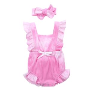 Tie-Dye Rompers Headband Ruffle Jumpsuit