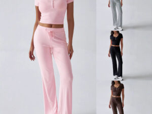 Women's Solid Color Crew Neck Casual Fashion Suit Summer
