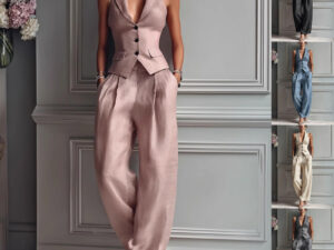 Summer Sleeveless Suit Casual Single-breasted Vest And Casual Pants Set