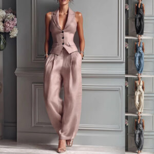 Summer Sleeveless Suit Casual Single-breasted Vest And Casual Pants Set