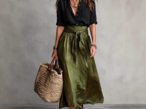 Summer Short-Sleeve Suits Fashion Casual Button-Down Shirt Top And Straight Skirt Women's Two-Piece Set