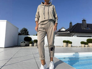Round Neck Long Sleeve Braiding Stitching Trousers Suit