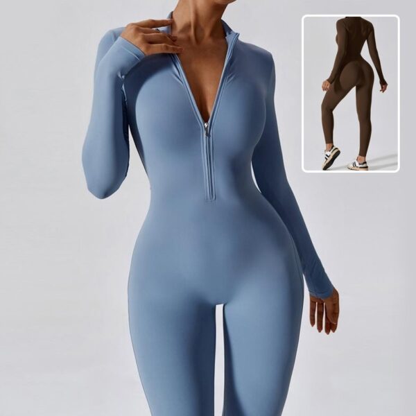 BABYNBEAUTY-Where Cuteness Meets Radiance for Your Little one - BabynBeauty 296 Zipper Long Sleeve Jumpsuit Yoga Fitness Training Pants Tight Hip Seamless Sports Jumpsuit For Women Clothing