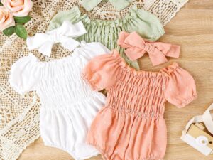 Baby Girl Puff Short Sleeve Rompers Jumpsuit Bow Suit