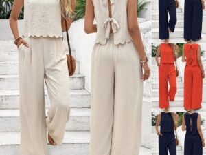Casual Sleeveless Vest Casual Trousers Suit Summer Tank Top Casual Pants Set For Daily Wear Women's Clothing